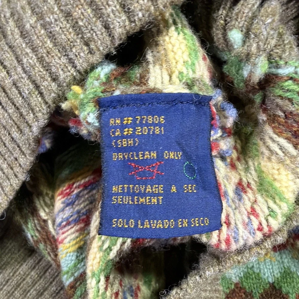 Tommy Hilfiger Lambswool V Neck Size XL Fair Isle Colorful Summer Essentials